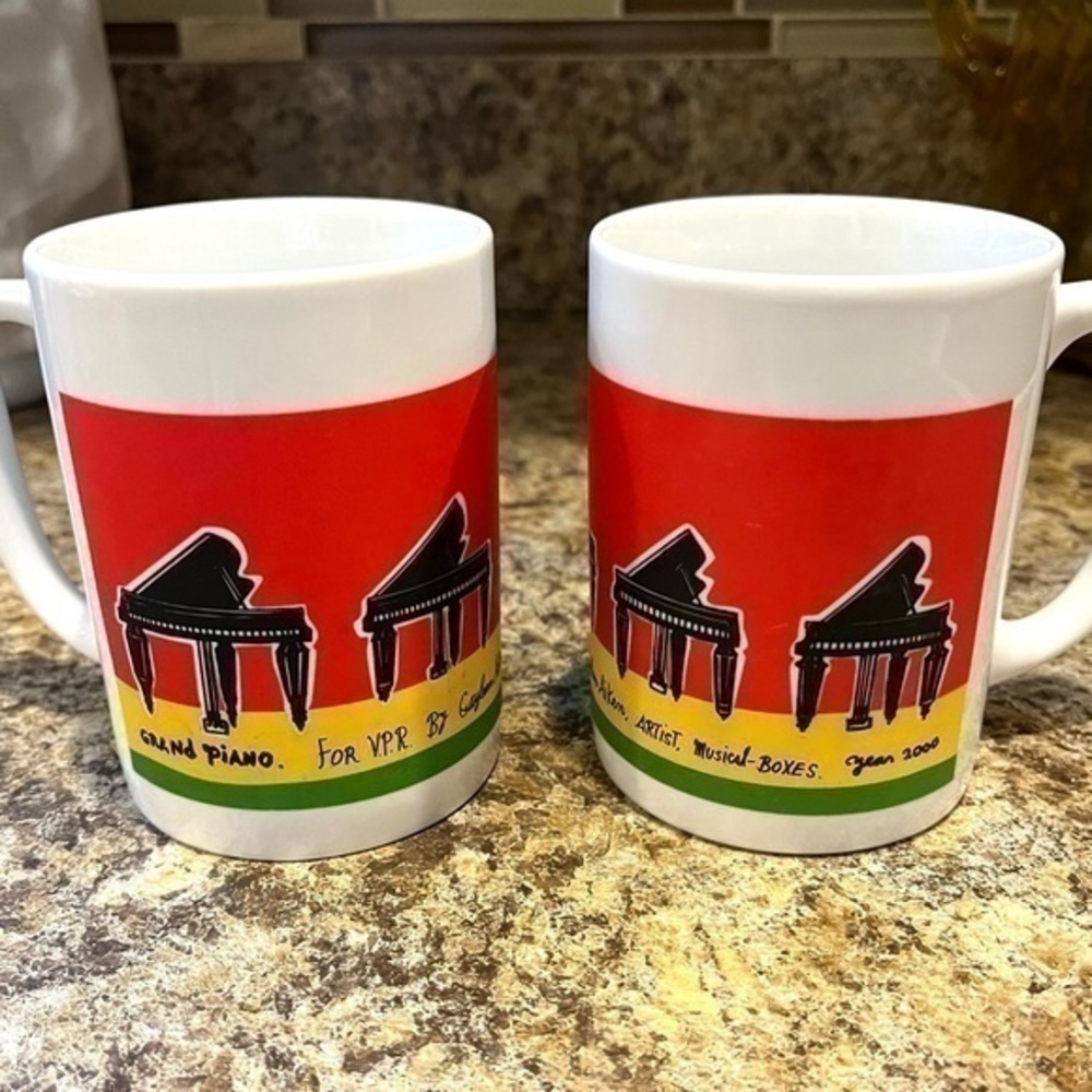 Linyi Piano Mugs Set of Two Colorful Coffee Cups